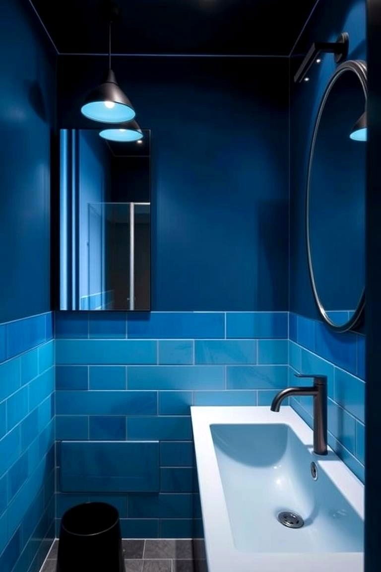 24 Black & Blue Bathroom Ideas for Bold Modern Designs 3 Blue Accents and Fixtures - 24 black and blue bathroom ideas