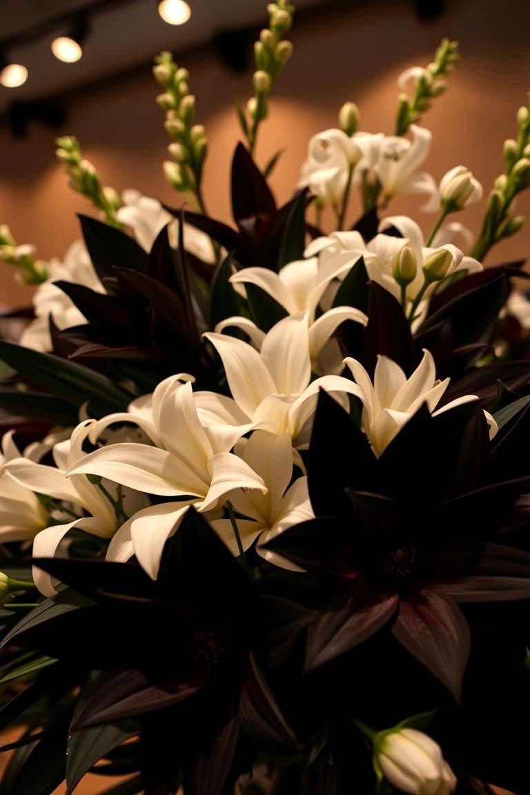 24 Black and White Wedding Theme Ideas for Elegance 4 Bold Black and White Floral Arrangements - 24 Black and White Wedding Ideas
