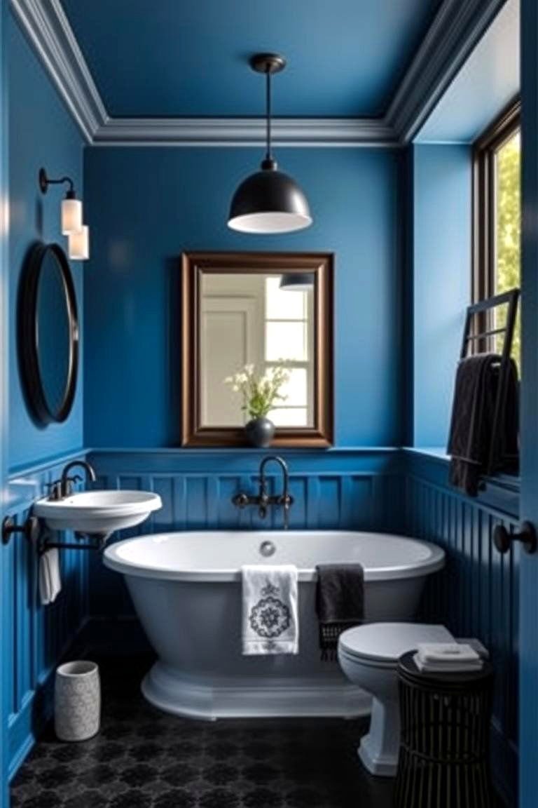 24 Black & Blue Bathroom Ideas for Bold Modern Designs 24 Bold Blue Walls with Black Accents - 24 black and blue bathroom ideas