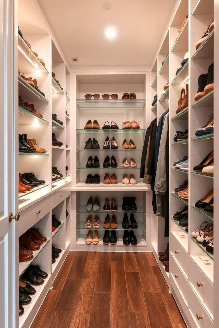 24 Functional Walk-In Closet Ideas for Optimal Organization 9 Built In Shoe Racks - 24 Walk in Closet Ideas