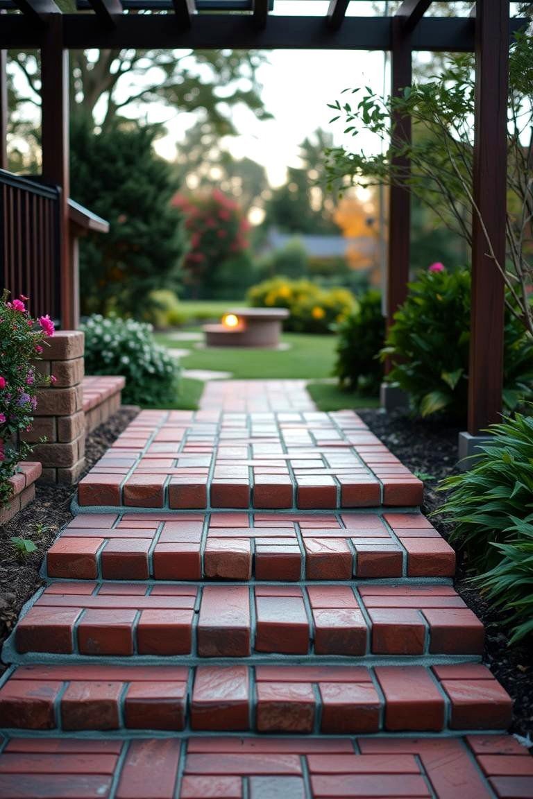 24 Red Paver Patio Ideas to Transform Outdoor Living Spaces 18 Charming Red Paver Steps - 24 Red Paver Patio Ideas
