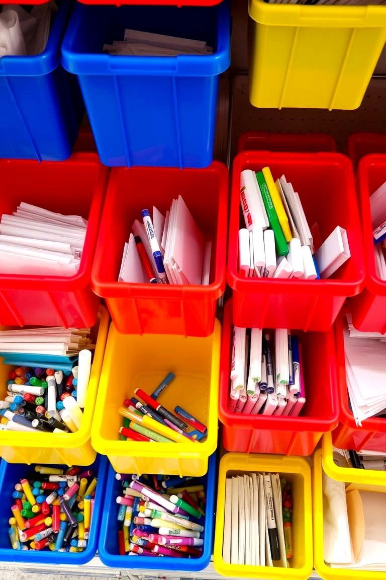 24 Art Room Ideas to Inspire Creativity in Any Space 13 Colorful Storage Bins for a Fun Touch - 24 Art Room Ideas