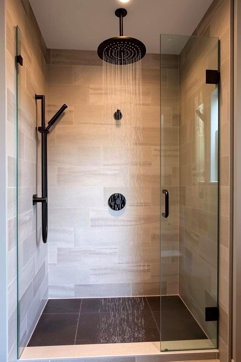24 Rustic Walk-in Shower Ideas for a Spa-Like Bathroom Retreat 6 Concrete Bench with Wood Detailing - 24 Rustic Walk-in Shower Ideas