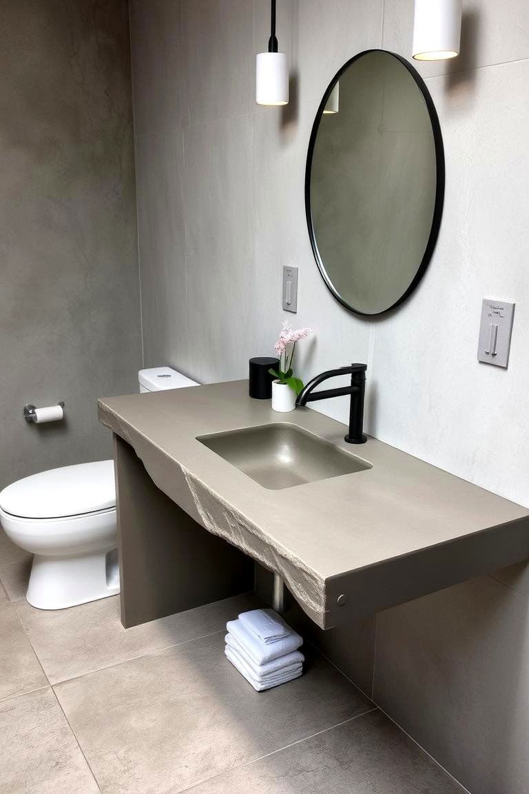24 Bathroom Countertop Ideas for a Stylish Vanity 3 Concrete Coolness - 24 Bathroom Countertop Ideas