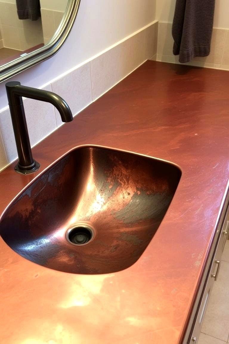 24 Bathroom Countertop Ideas for a Stylish Vanity 24 Copper Countertops - 24 Bathroom Countertop Ideas