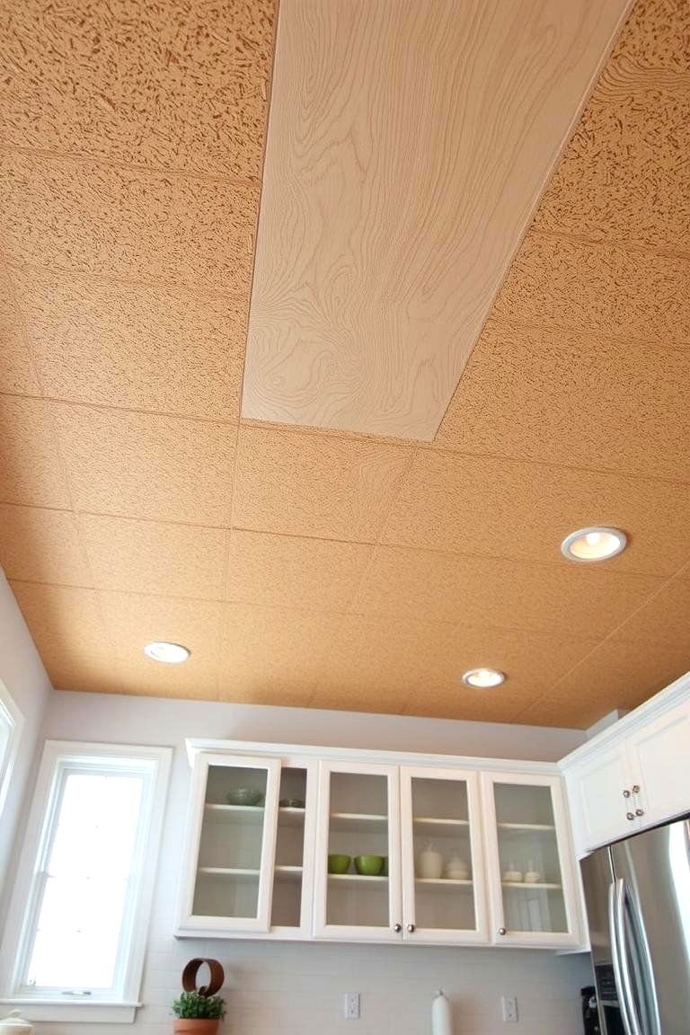 24 Wood Ceiling Kitchen Ideas to Warm Your Cooking Space 23 Cork Ceiling Tiles with Wood Accents - 24 Wood Ceiling Kitchen Ideas