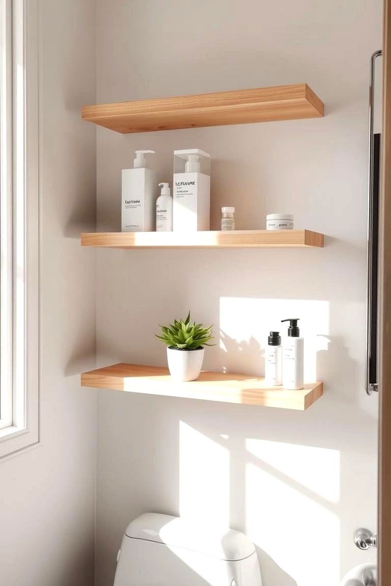 24 Small Bathroom Shelving Ideas to Maximize Storage 2 Corner Floating Shelves - 24 Small Bathroom Shelving Ideas