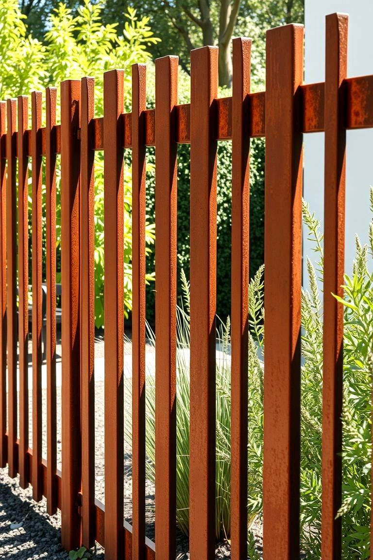 24 Vegetable Garden Fence Ideas to Secure Your Crops 16 Corten Steel Fence - 24 Vegetable Garden Fence Ideas