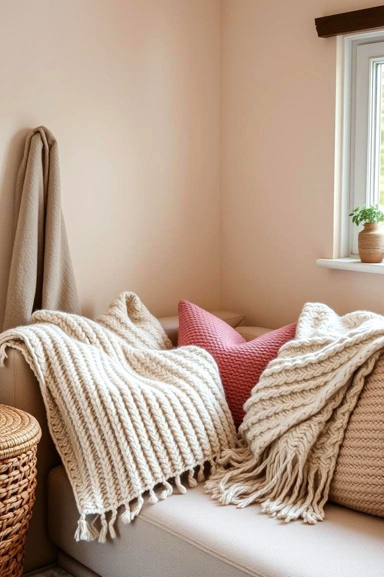 24 Cottage Decor Ideas for a Charming Home Style 5 Cozy Knitted Throws and Pillows - 24 Cottage Decorating Ideas