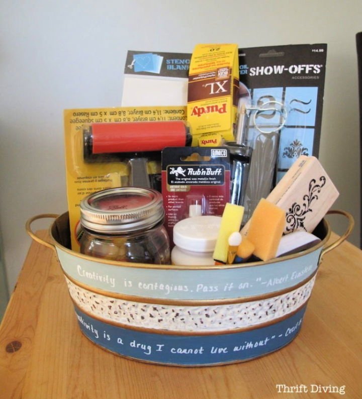 DIY Gift Baskets to Make: 30 Unique Gift Basket Ideas 25 Craft Gift Basket for Friend’s Birthday