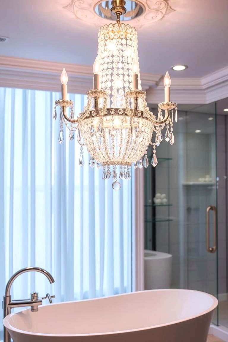 24 Inspiring Bathroom Pendant Lighting Ideas for Modern Homes 10 Crystal Chandelier Pendants for an Elegant Bathroom - 24 Bathroom Pendant Lighting Ideas