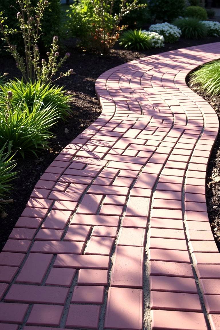 24 Red Paver Patio Ideas to Transform Outdoor Living Spaces 7 Curved Red Paver Pathway - 24 Red Paver Patio Ideas