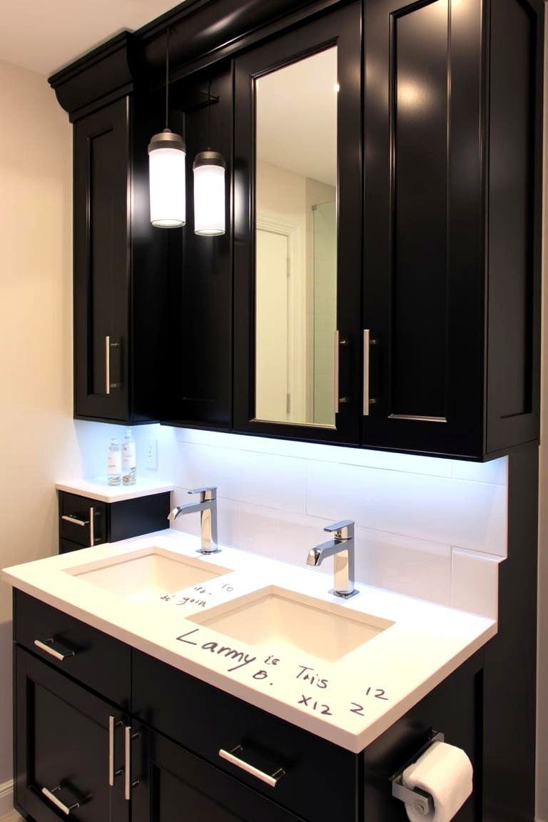 24 Black & Blue Bathroom Ideas for Bold Modern Designs 15 Custom Cabinetry in Black with Blue Accents - 24 black and blue bathroom ideas