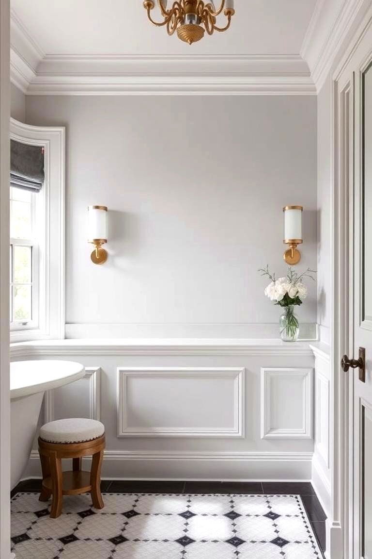 24 Bathroom Wainscoting Ideas for Timeless Elegance 20 Custom Wainscoting with Molding - 24 Bathroom Wainscoting Ideas
