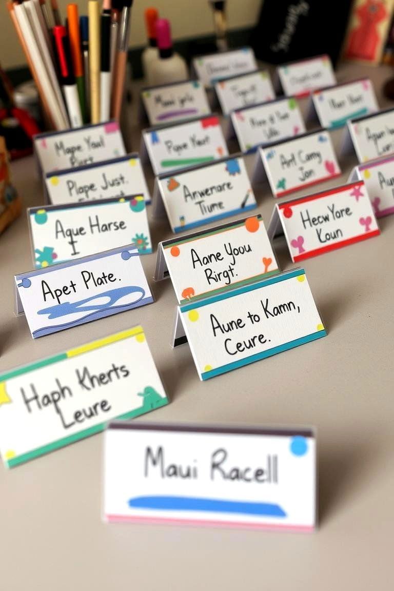 24 Art Room Ideas to Inspire Creativity in Any Space 15 Customized Name Tags for Art Stations - 24 Art Room Ideas