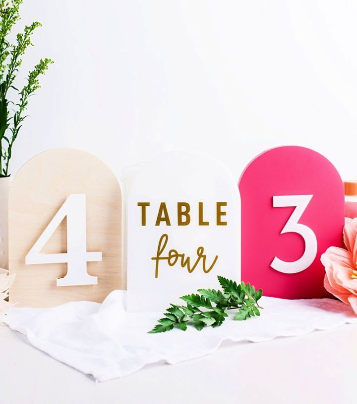 25 DIY Wedding Table Numbers (How to Make Table Numbers) 5 DIY Arch Table Numbers With Craftcuts