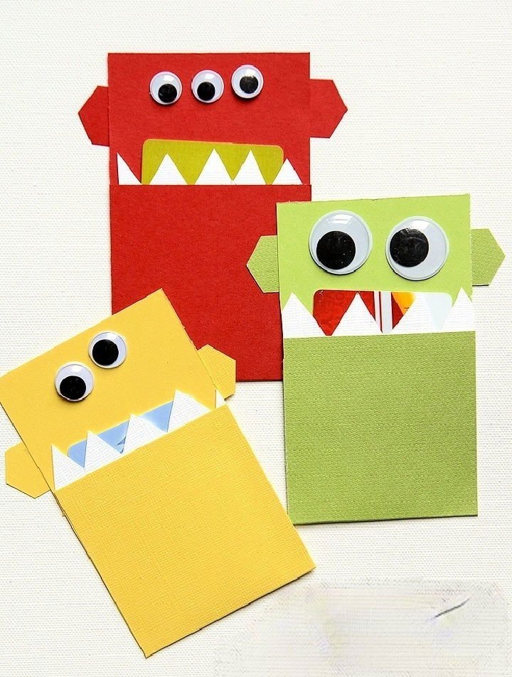 20 DIY Gift Card Holder Ideas (Free Printable Template) 12 Making a Monster Gift Card Holder