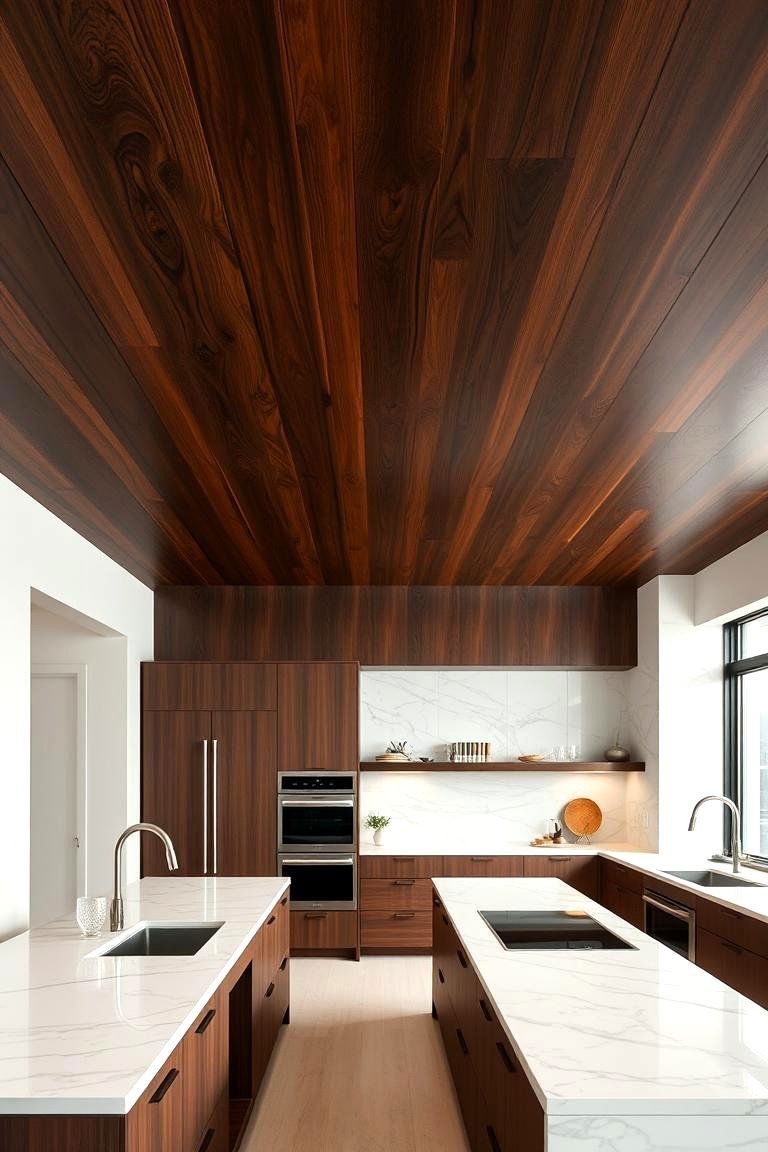 24 Wood Ceiling Kitchen Ideas to Warm Your Cooking Space 10 Dark Wood Ceiling - 24 Wood Ceiling Kitchen Ideas
