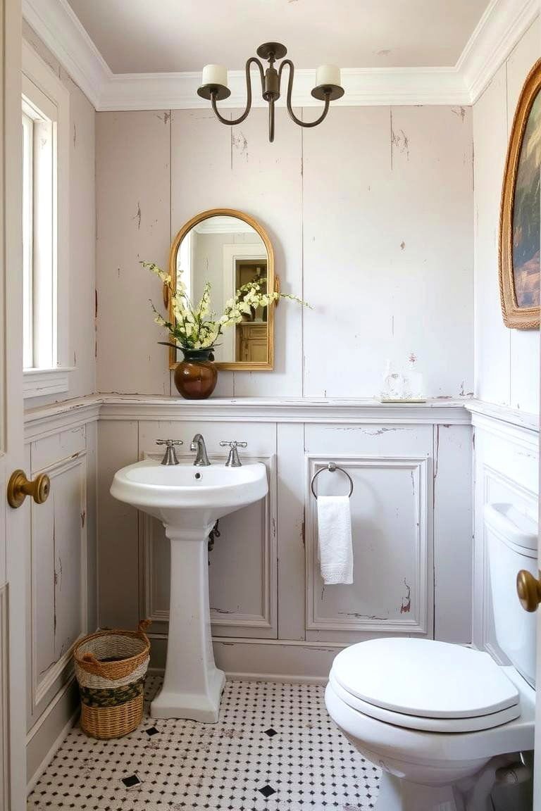 24 Bathroom Wainscoting Ideas for Timeless Elegance 22 Distressed Painted Wainscoting - 24 Bathroom Wainscoting Ideas