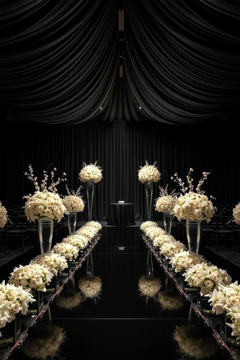 24 Black and White Wedding Theme Ideas for Elegance 13 Dramatic Black and White Ceremony Decor - 24 Black and White Wedding Ideas