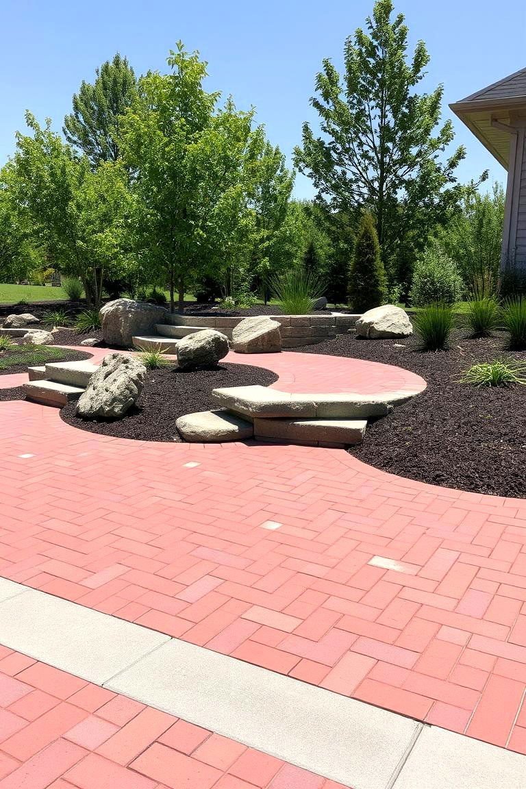 24 Red Paver Patio Ideas to Transform Outdoor Living Spaces 17 Dynamic Red Paver Landscape - 24 Red Paver Patio Ideas