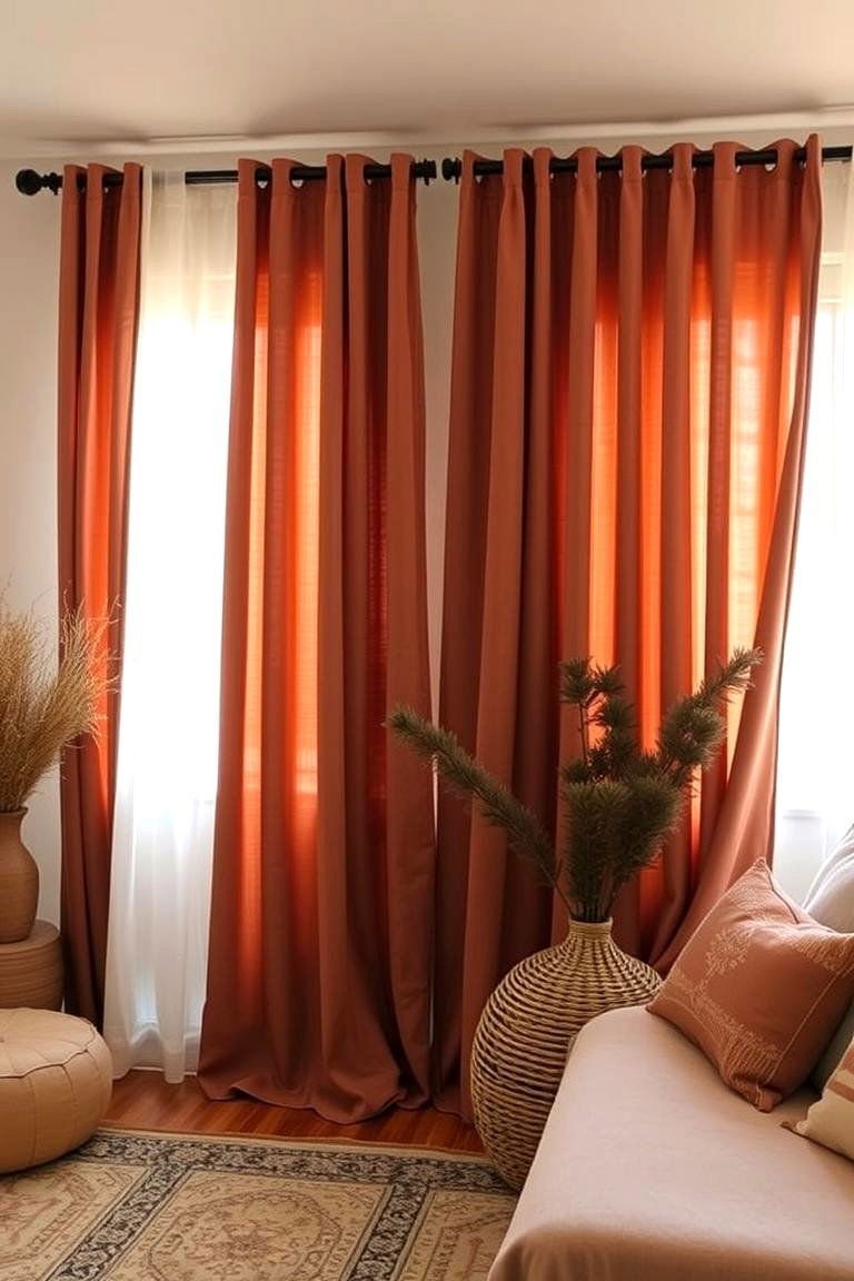 24 Boho Curtain Ideas for a Stylish Home Makeover 15 Earthy Tones Warm Boho Elegance - 24 Boho Curtain Ideas