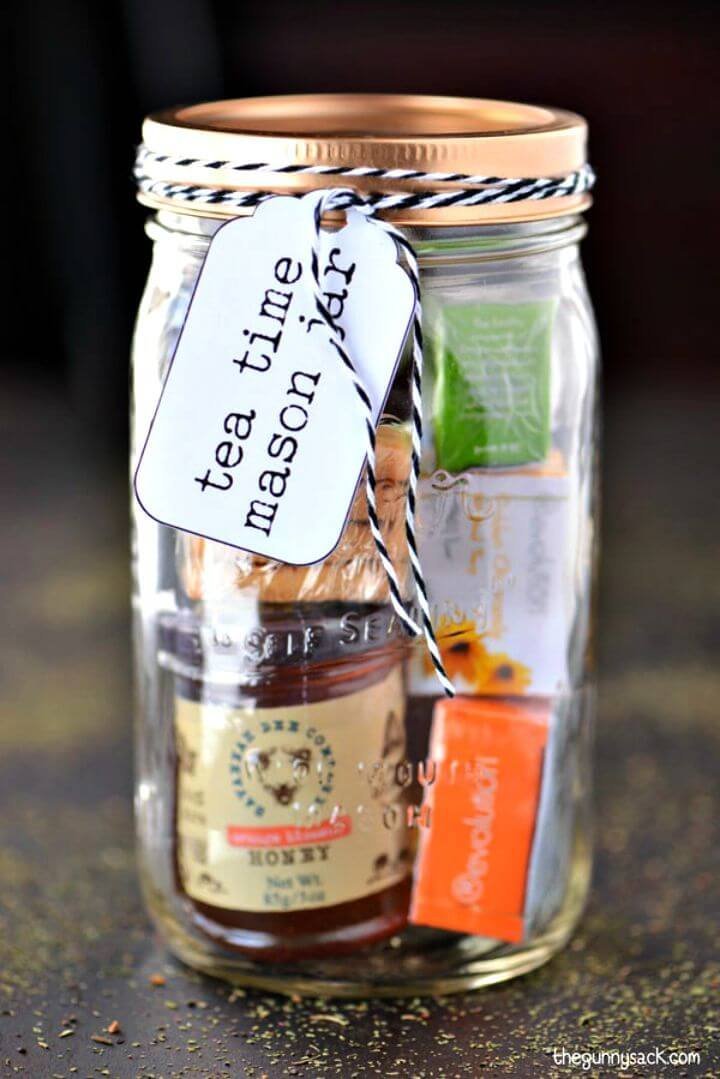 Mason Jar Gifts in a Jar: 25 DIY Mason Jar Gift Ideas 21 Cool Tea Time Mason Jar for Mother’s Day Gift