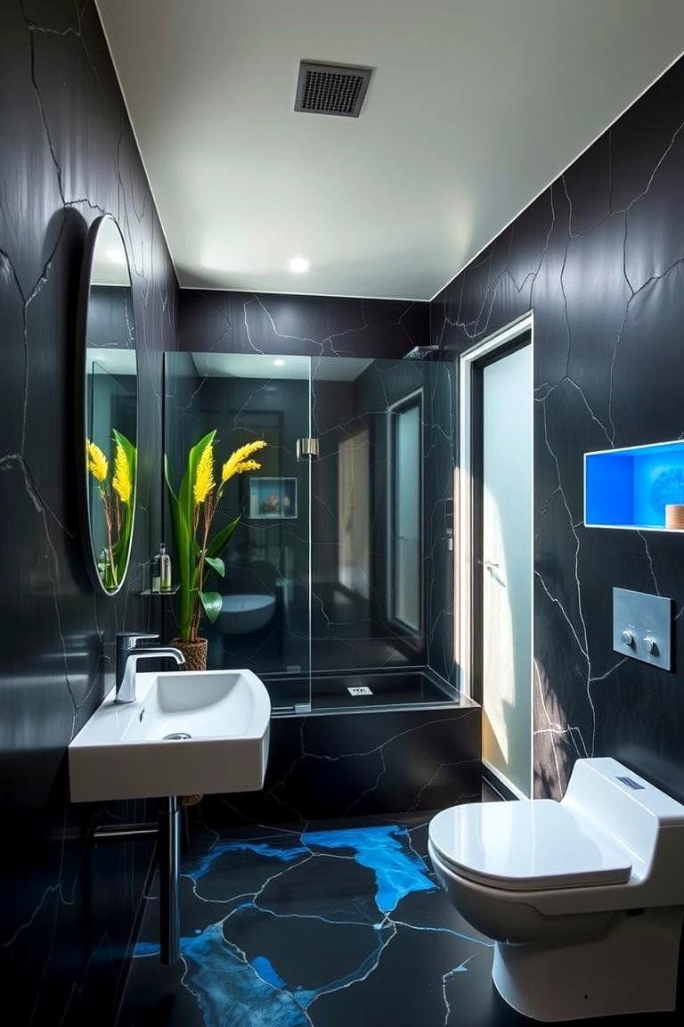 24 Black & Blue Bathroom Ideas for Bold Modern Designs 21 Eco Friendly Elements for Modern Bathrooms - 24 black and blue bathroom ideas