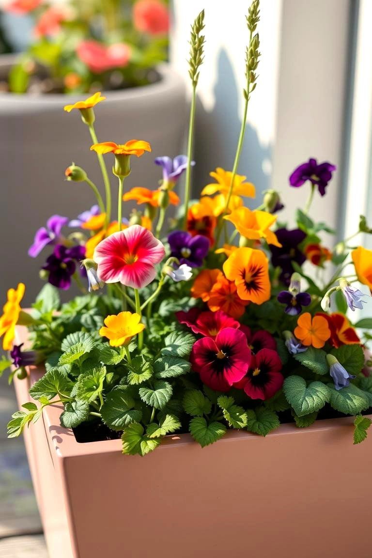 24 Container Garden Ideas for Versatile Plant Displays 18 Edible Flower Feast Container - 24 Container Garden Ideas