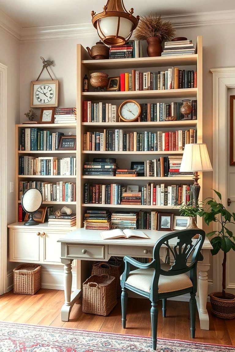 24 Cottage Decor Ideas for a Charming Home Style 19 Elegant Ladder Bookshelves - 24 Cottage Decorating Ideas
