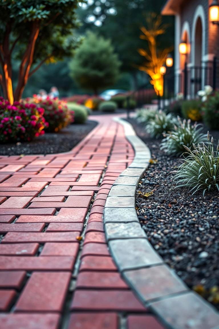 24 Red Paver Patio Ideas to Transform Outdoor Living Spaces 10 Elegant Red Paver Border - 24 Red Paver Patio Ideas