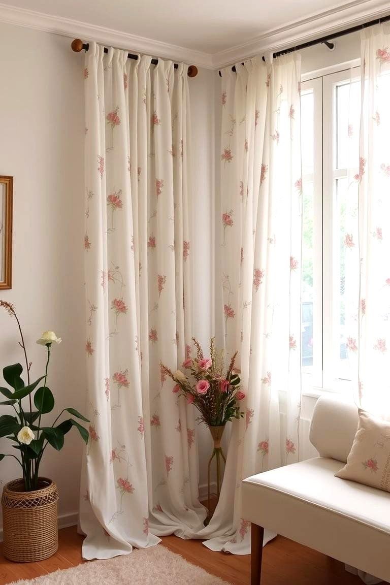 24 Boho Curtain Ideas for a Stylish Home Makeover 4 Floral Fantasy Boho Curtain Elegance - 24 Boho Curtain Ideas