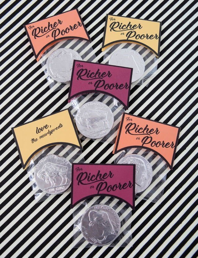DIY Wedding Favors (25 Cheap DIY Wedding Favor Ideas) 10 For Richer or Poorer Chocolate Favor