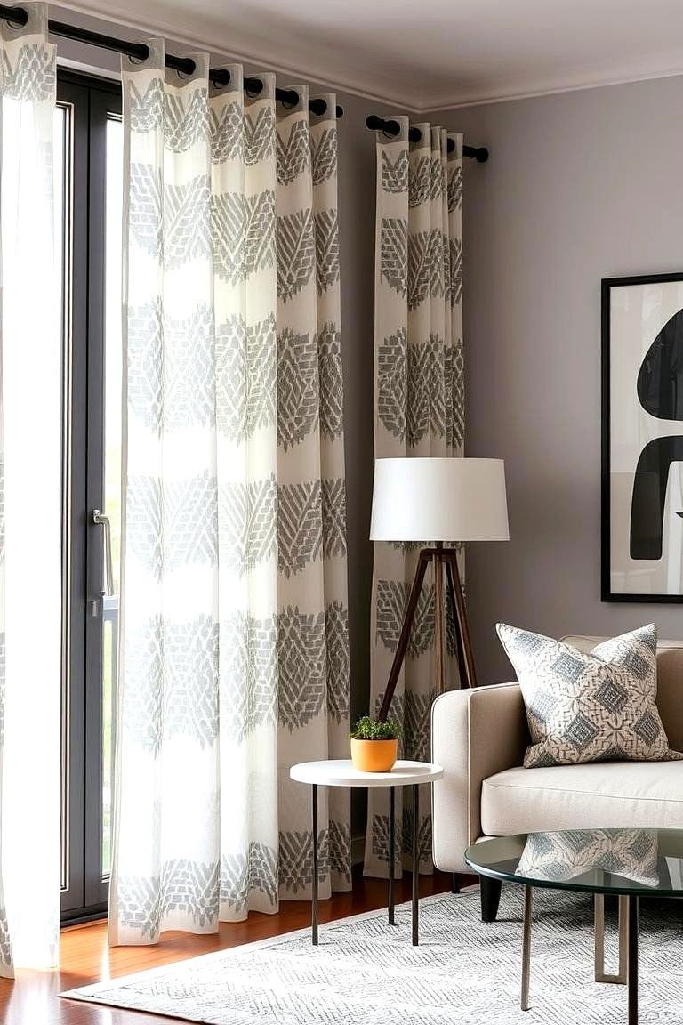 24 Boho Curtain Ideas for a Stylish Home Makeover 10 Geometric Grace Modern Boho Vibes - 24 Boho Curtain Ideas