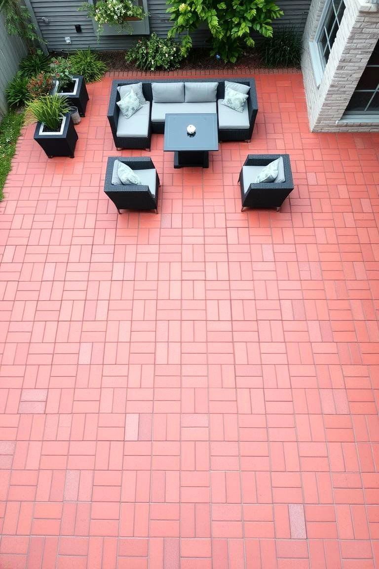24 Red Paver Patio Ideas to Transform Outdoor Living Spaces 6 Geometric Red Paver Arrangement - 24 Red Paver Patio Ideas