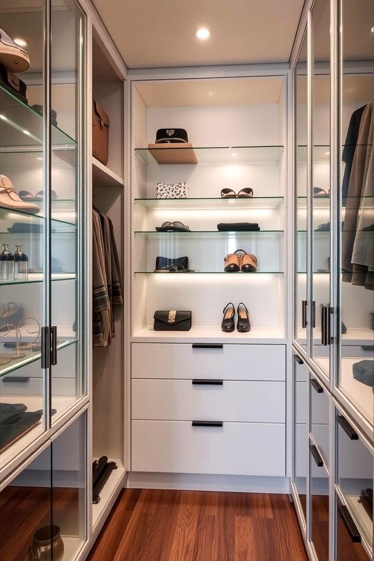 24 Functional Walk-In Closet Ideas for Optimal Organization 7 Glass Display Cabinets - 24 Walk in Closet Ideas