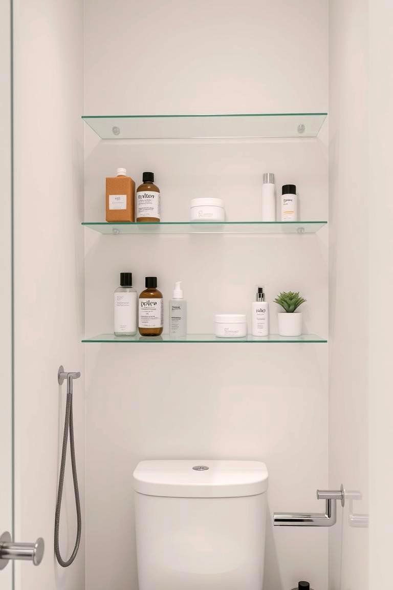 24 Small Bathroom Shelving Ideas to Maximize Storage 10 Glass Shelves for an Airy Feel - 24 Small Bathroom Shelving Ideas