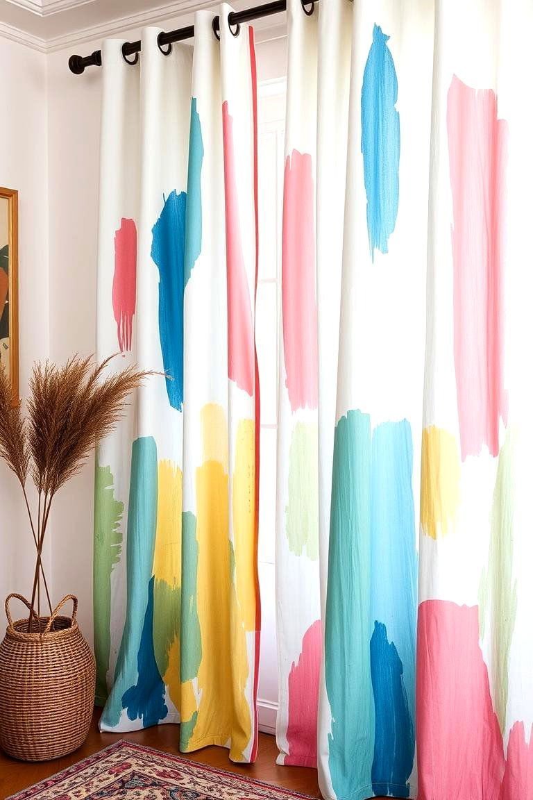 24 Boho Curtain Ideas for a Stylish Home Makeover 11 Hand Painted Artistry Unique Boho Curtains - 24 Boho Curtain Ideas