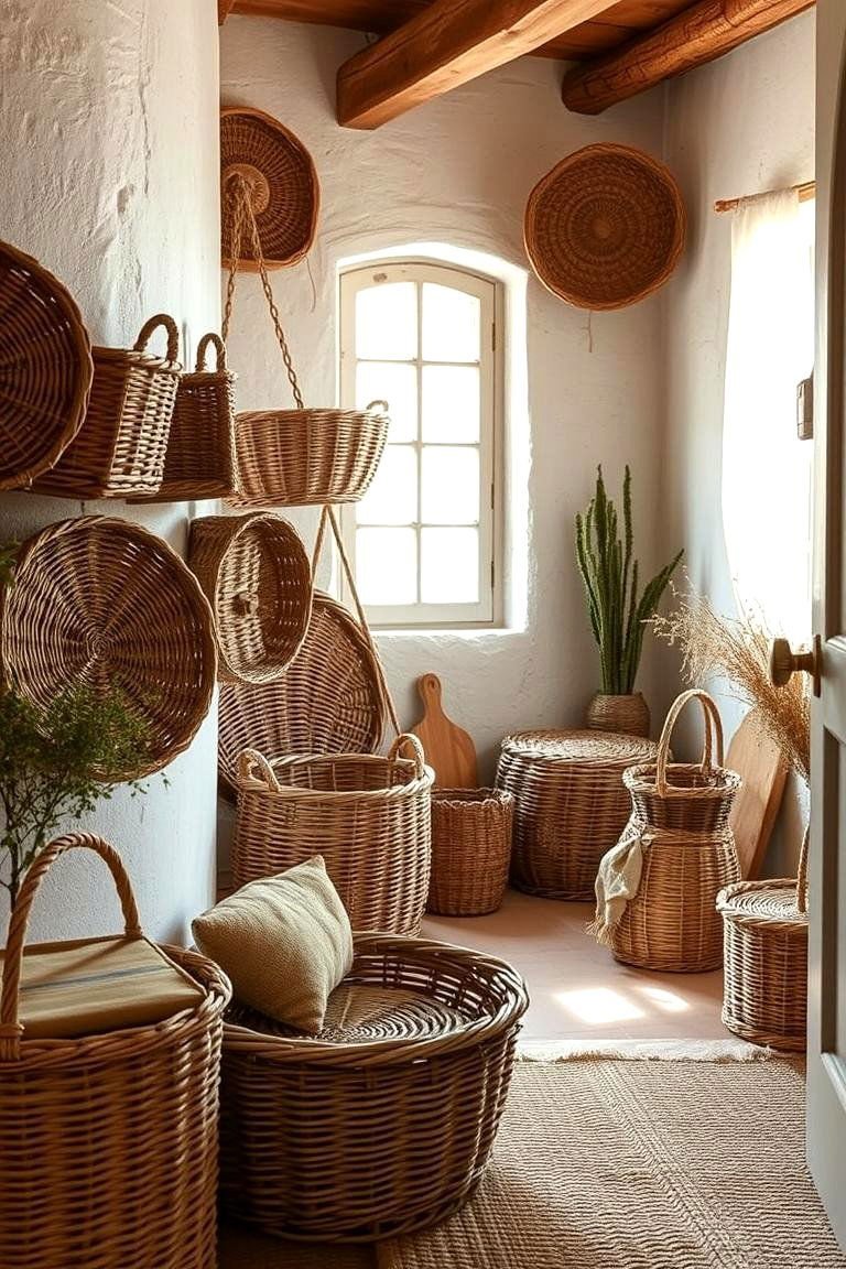 24 Cottage Decor Ideas for a Charming Home Style 6 Handcrafted Wicker Baskets Display - 24 Cottage Decorating Ideas