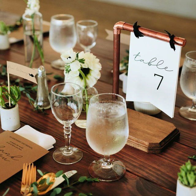 25 DIY Wedding Table Numbers (How to Make Table Numbers) 6 Industrial Copper Table Numbers