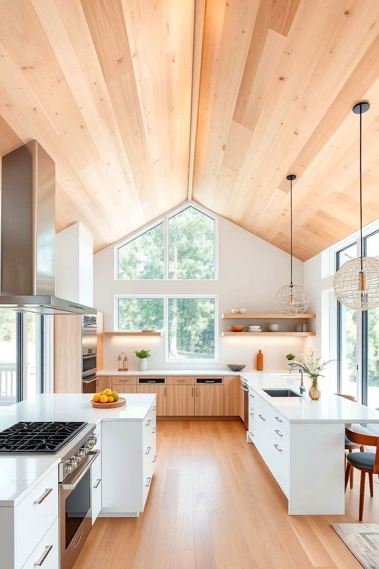 24 Wood Ceiling Kitchen Ideas to Warm Your Cooking Space 11 Light Wood Ceiling - 24 Wood Ceiling Kitchen Ideas