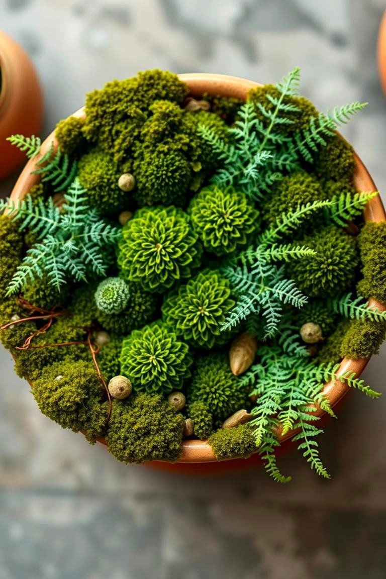 24 Container Garden Ideas for Versatile Plant Displays 9 Lush Moss and Fern Retreat - 24 Container Garden Ideas