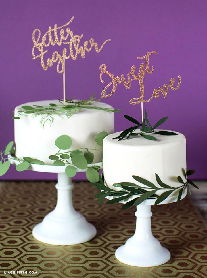 20 DIY Wedding Cake Topper Ideas You'll Love 4 Glitter Papercut Wedding Cake Topper Design