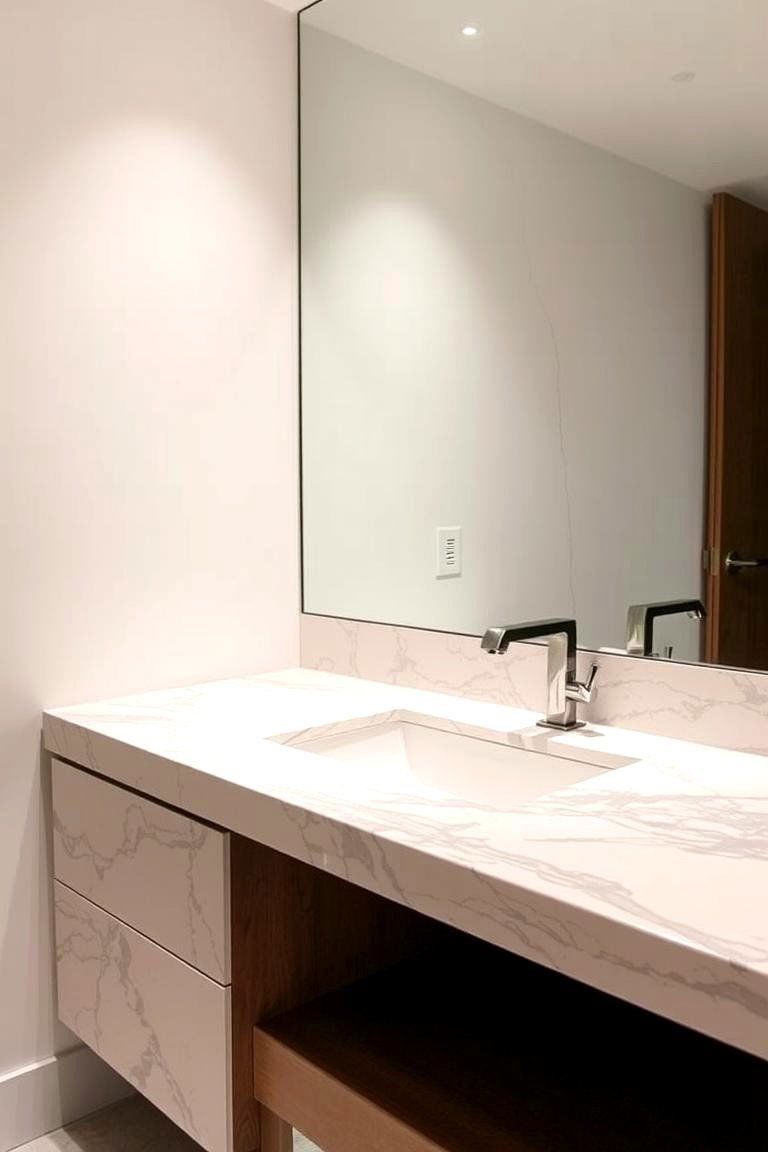 24 Bathroom Countertop Ideas for a Stylish Vanity 23 Marbleized Concrete - 24 Bathroom Countertop Ideas