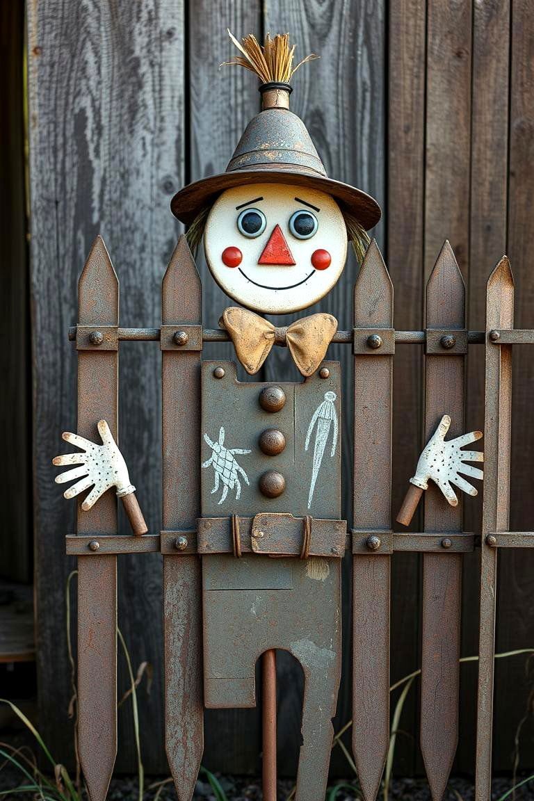 24 Vegetable Garden Fence Ideas to Secure Your Crops 6 Metal Scarecrow Fence - 24 Vegetable Garden Fence Ideas