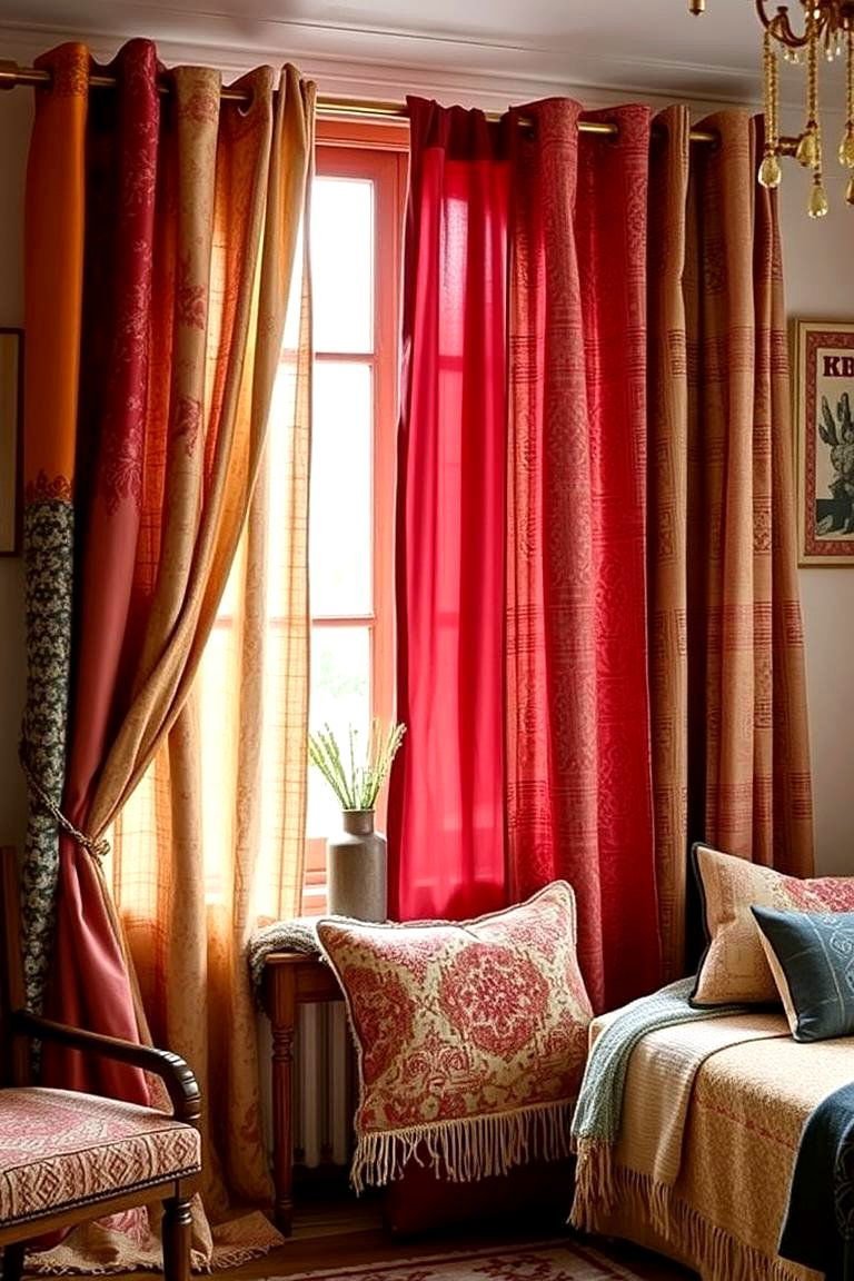 24 Boho Curtain Ideas for a Stylish Home Makeover 13 Mixed Textures Eclectic Boho Accents - 24 Boho Curtain Ideas