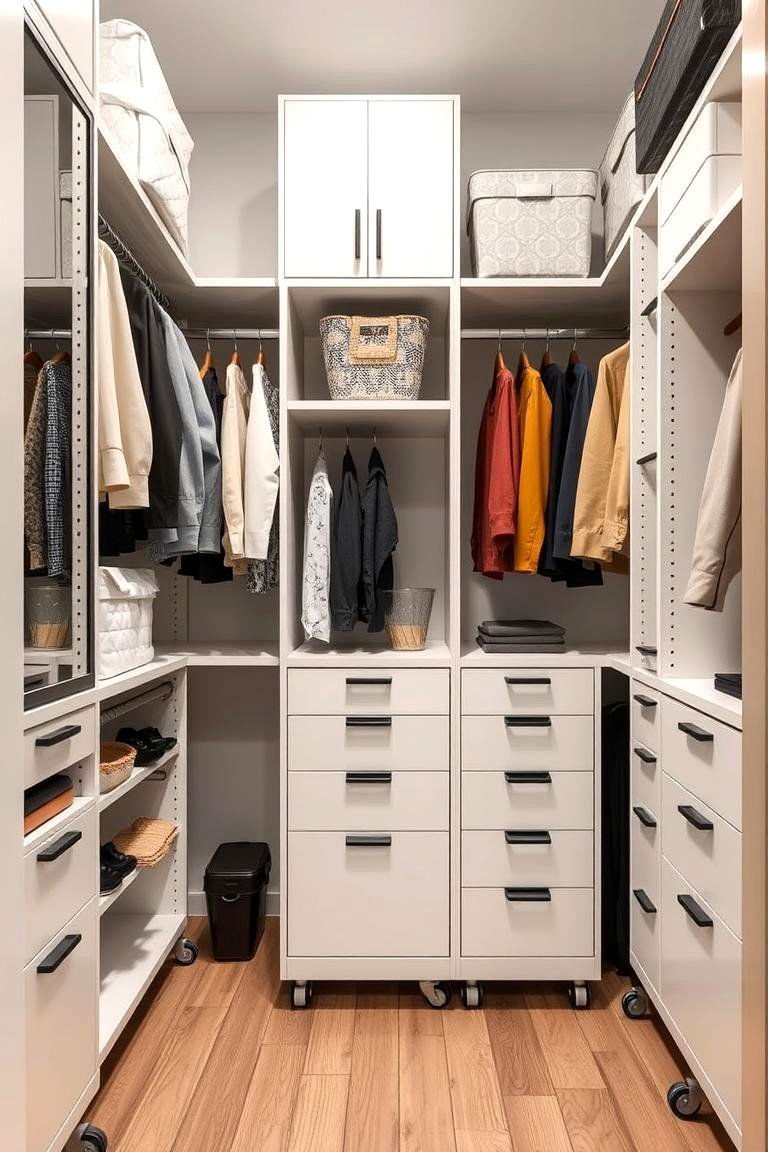 24 Functional Walk-In Closet Ideas for Optimal Organization 16 Mobile Storage Units - 24 Walk in Closet Ideas