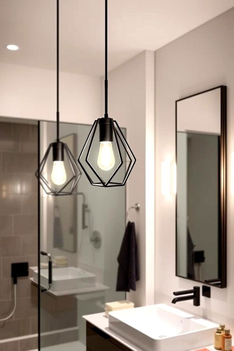 24 Inspiring Bathroom Pendant Lighting Ideas for Modern Homes 2 Modern Geometric Pendants for a Contemporary Look - 24 Bathroom Pendant Lighting Ideas