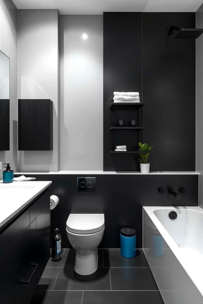 24 Black & Blue Bathroom Ideas for Bold Modern Designs 25 Modern Minimalism with a Perfect Balance - 24 black and blue bathroom ideas