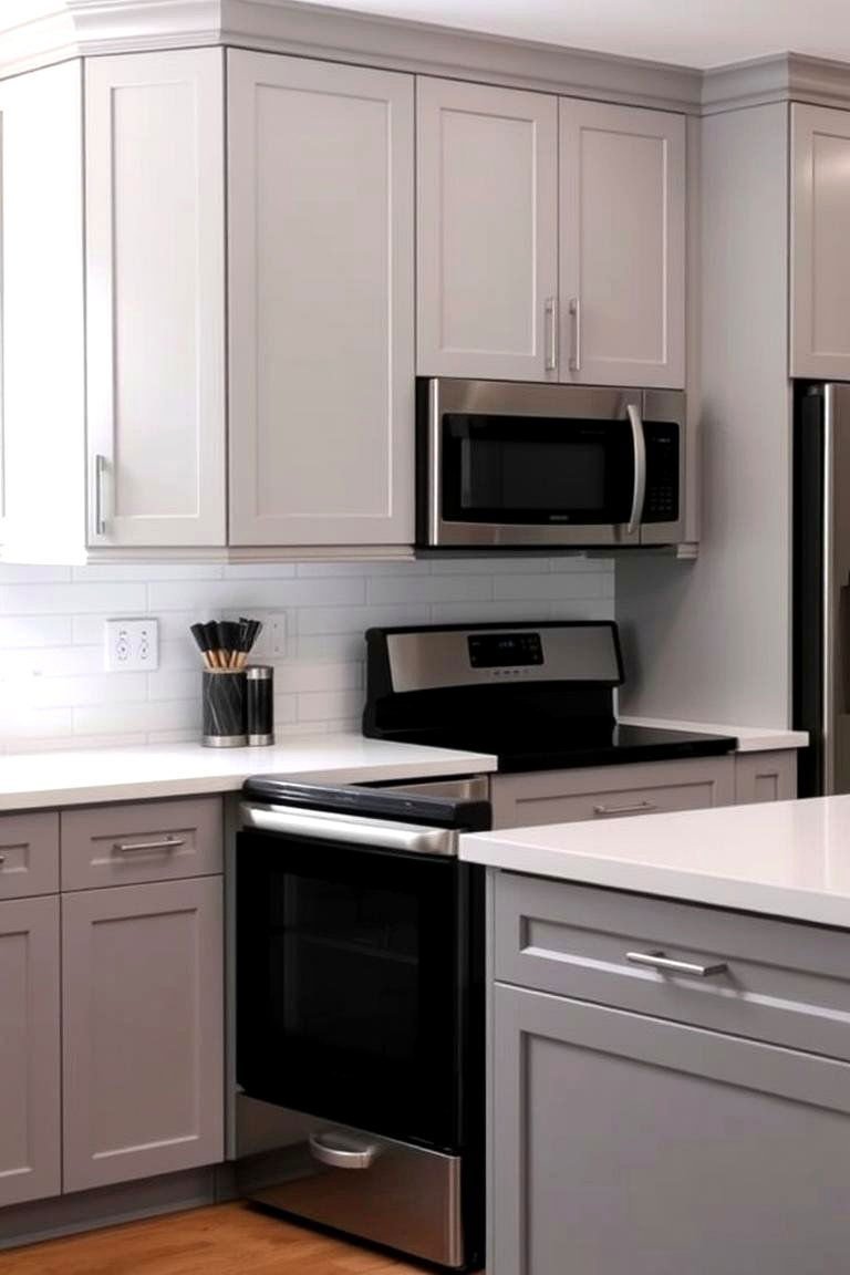 24 Cabinet Colors That Pair Beautifully With Black Appliances 4 Modern Versatility of Light Gray Cabinets - 24 What Color Cabinets Go With Black Appliances